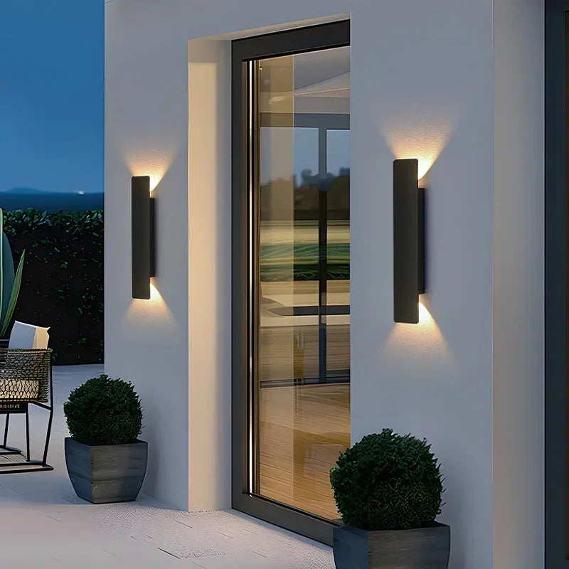 Wall Lamps Strip Aluminum Wall Lights 18W LED Black Wall Lamp Bedroom Exterior Outdoor Lighting Fixtures