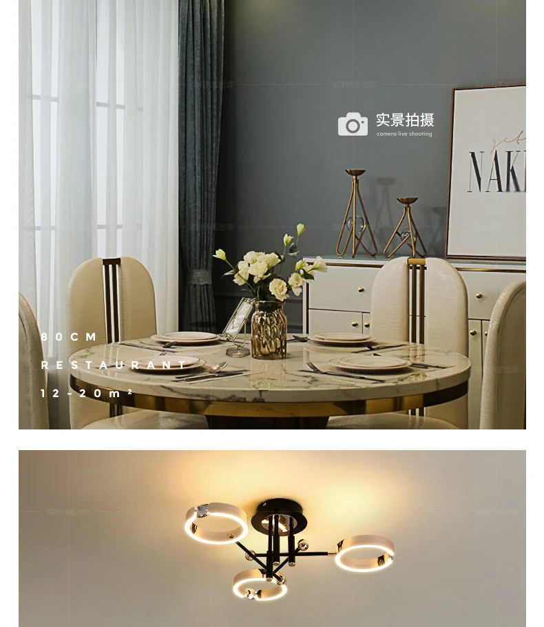 Modern Luxury Chandelier Lighting For Living Room Bedroom Plated Gold Aluminum Remote Control Pendant Lights Crystals Decoration
