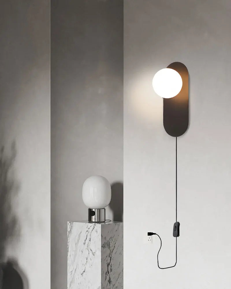 Frosted Glass Ball Indoor LED Wall Lamps with Plug Switch Black Gold G9 LED Wall Lights Wall Sconce for Corridor Aisle