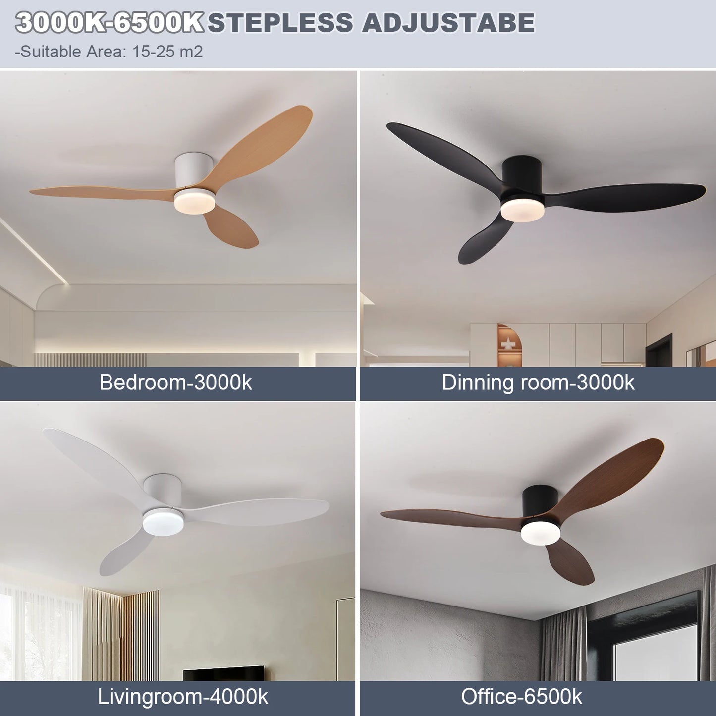 LED Pendant Light, Low floor DC Motor, Ceiling Fan With Remote Control,Terrace, High Wind Volume, No Light, Household Fan