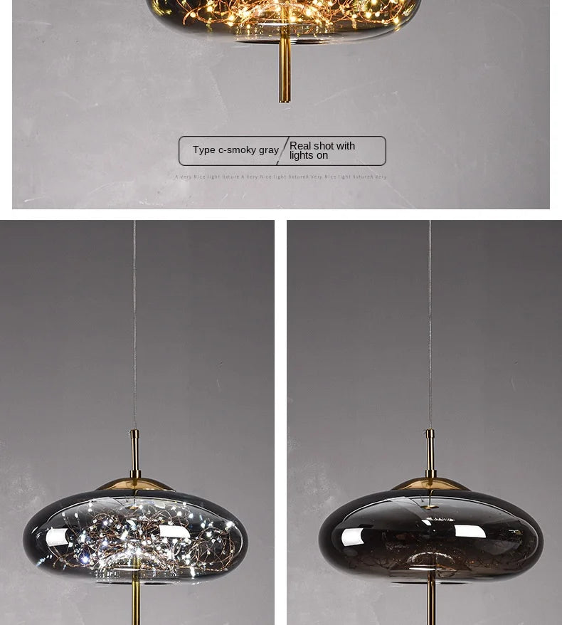 Modern Led Glass Pendant Lights for Bedroom Bedside Bathroom Hanging Lighting Ceiling Chandelier Lamp Decoration String Line