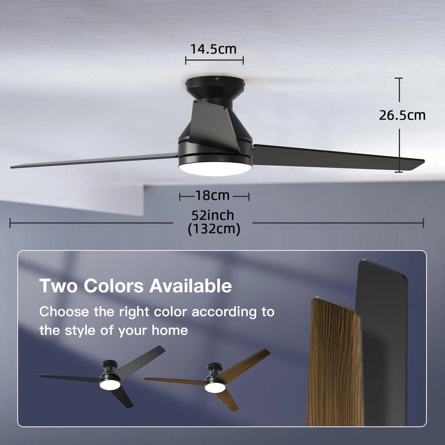 IRALAN Ceiling Fan Lamp Cooling 3-blade Fan Large Cool and Dimmable Electric Remote Controlfor Living Room Bedroom Foyer