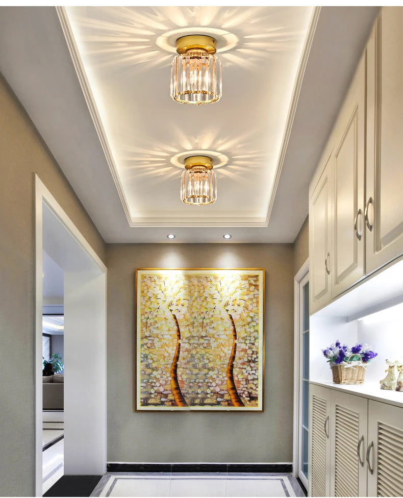 Modern K9 Crystal Pendant Light Led Ceiling Lamp Living Dining Room Nordic Chandelier Aisle Decor Balcony Corridor Fixture Lumi