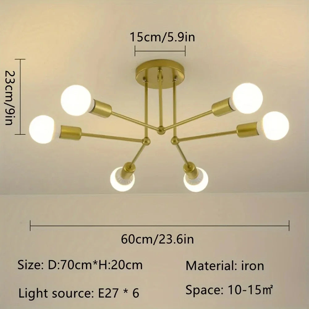 Modern Led Spider Ceiling Lighting Industrial Iron Black/Golden Nordic Minimalist Home Decoration Living Room Dining Room Ceilin