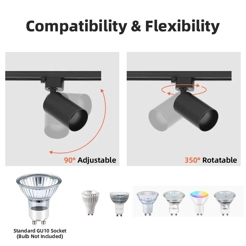 Full Set Track Light Led Ceiling Rail Lights Replaceable GU10 Light Source Spotlight for Living Room Bedroom Led Spot Track Lamp
