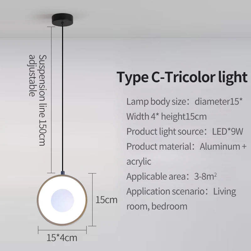 Modern Pendant Lamp Dining Room LED Crystal Design Gold Finish Minimalist Bedroom Bedside Lighting Chandelier for Home Decor