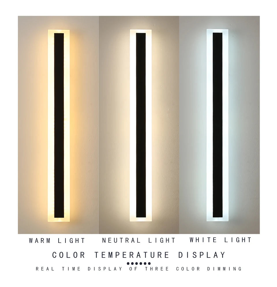 Outdoor IP65 waterproof Long strip lamp, simple LED wall light suitable for courtyard, villa, gate, garden outdoor decoration