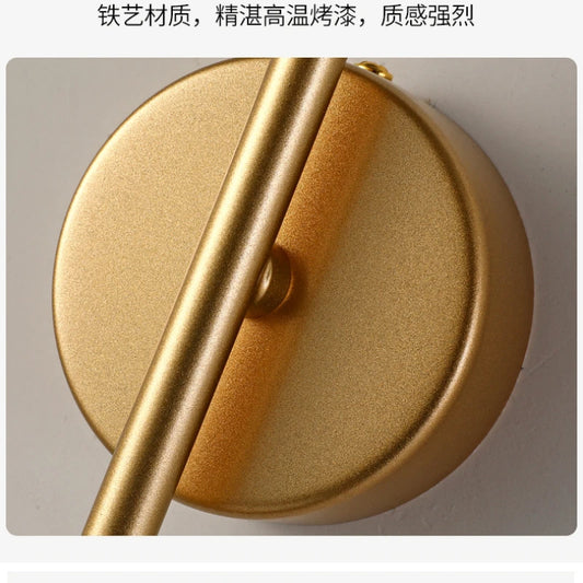 USB Rechargeable Gold LED Glass Wall Lamp with Remote Control Dimming, Modern Bedside Sconce for Bedroom and Corridor Decor
