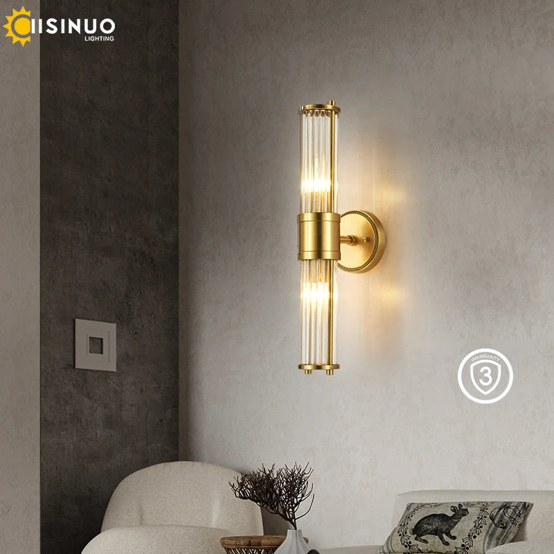 Copper Wall Sconce Light Indoor Wall Mount Lamp E14 Base Wall Fixture for Bedroom Living Room Balcony Hallway Decoration 96V240V