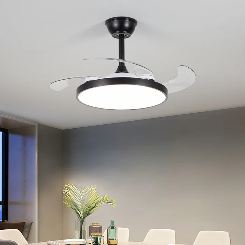 Electric Fan Chandelier Led Ceiling Lamp Room Decoration Dining Table Living Home Silent Bedroom Circulator Fan Light Fixture