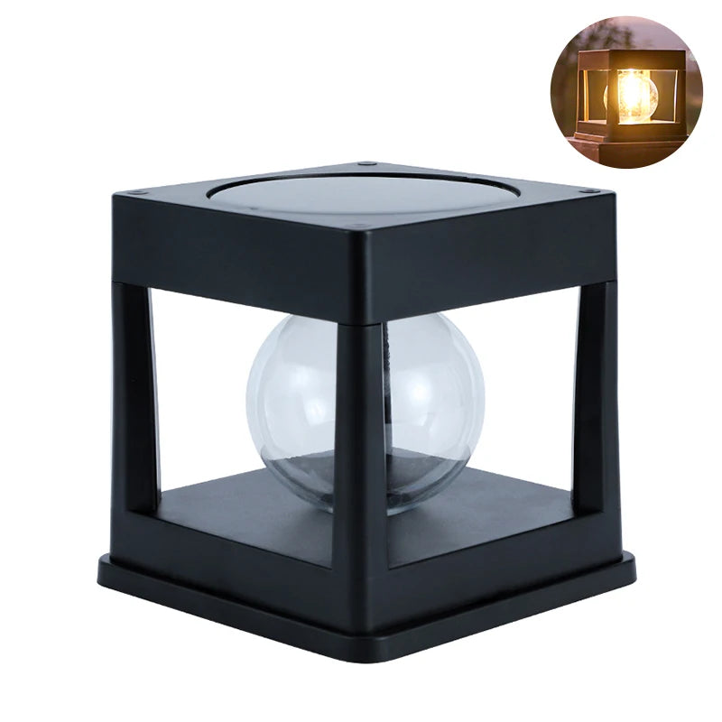 2LEDs Solar Column Head Lights Outdoor, Led Lawn Lamp, IP65 Waterproof Buried Light, for Garden Courtyard Park Column