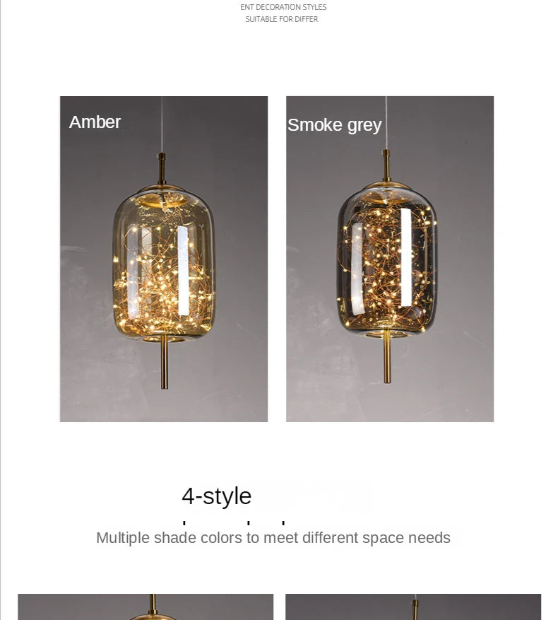 Modern Led Glass Pendant Lights for Bedroom Bedside Bathroom Hanging Lighting Ceiling Chandelier Lamp Decoration String Line