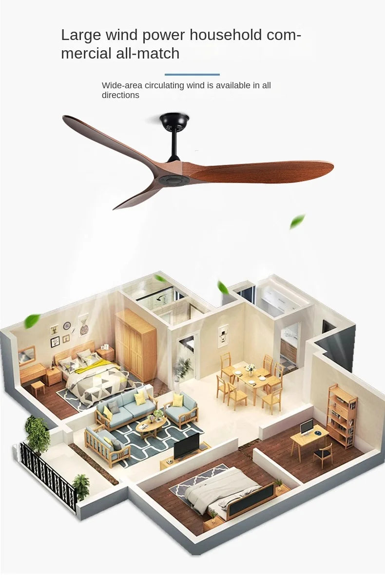 Strong Wind Nordic Ceiling  Living Room Dining Room Industrial American Style Retro Commercial Variable Frequency Lightless Fan