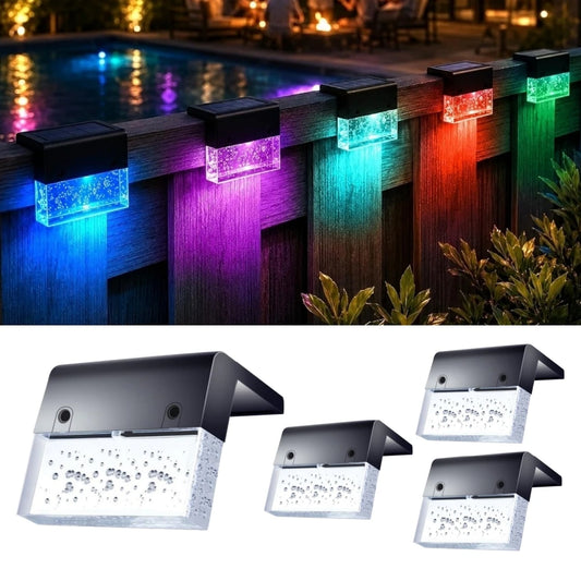 Solar Deck Lights Solar Fence Lights Outdoor Step Lights, Solar Stair Lights Colors Changing Waterproof for Garden & Pool Decor