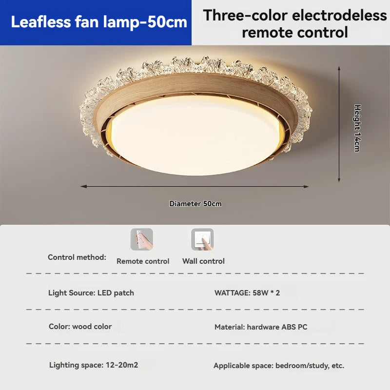 Full spectrum bladeless fan light new model, invisible and silent ceiling fan light for bedroom and master room