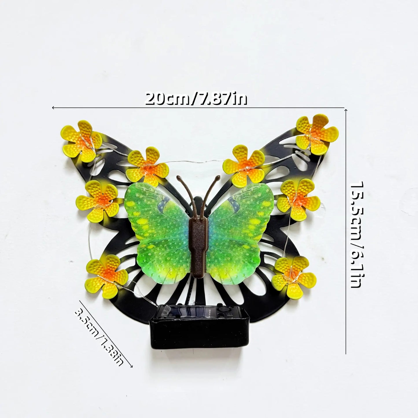 Solar Outdoor Butterfly Wall Decor Metal Decorative Lights Waterproof Butterfly Decoration for Outside Patio Yard Porch