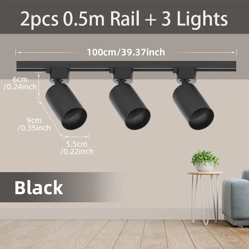 Full Set Track Light Led Ceiling Rail Lights Replaceable GU10 Light Source Spotlight for Living Room Bedroom Led Spot Track Lamp