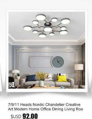 Nordic Style Personalized Macaron Ins Chandelier Bedroom Ceiling Decoration Lamp Modern Minimalist Wood Art Living Room Led Lamp