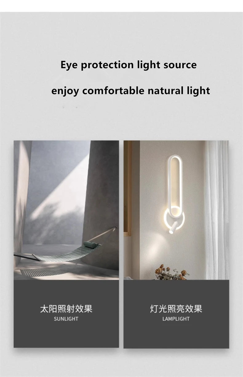Bedside Lamp Modern Simple Creative Living Room Background Wall Stairwell Wall Lamp Nordic Network Red Corridor Wall Light