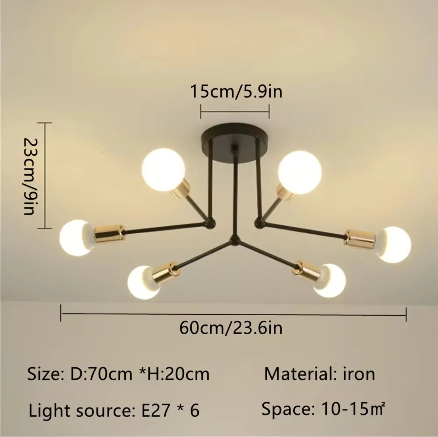 Modern Led Spider Ceiling Lighting Industrial Iron Black/Golden Nordic Minimalist Home Decoration Living Room Dining Room Ceilin