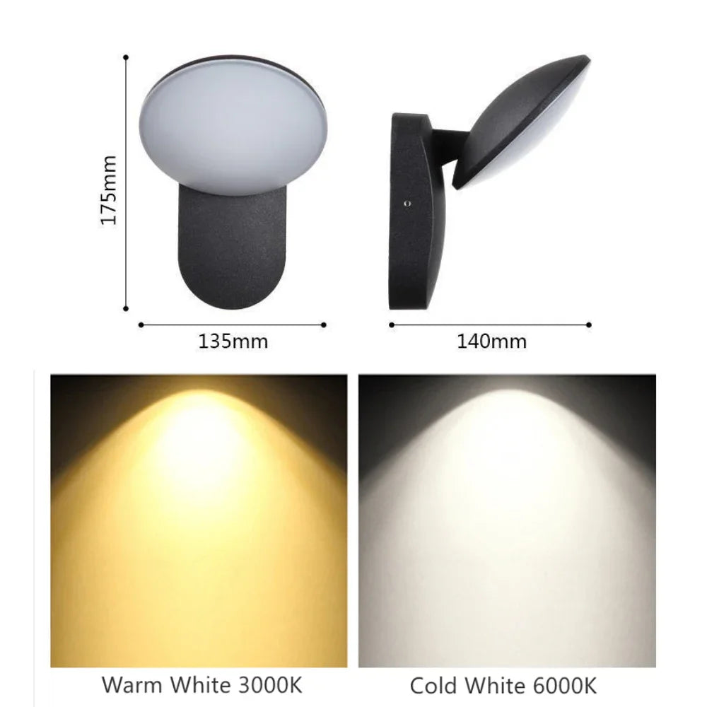 PIR Motion Sensor LED Outdoor Wall Lamp 12W IP65 Waterproof Aluminum Garden Porch Light Corridor Entrance Sconce Indoor Fixture
