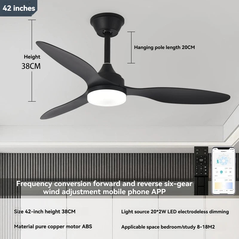 New bedroom ceiling fan light with integrated lamp and fan, study room ceiling fan light, flush mount fan light