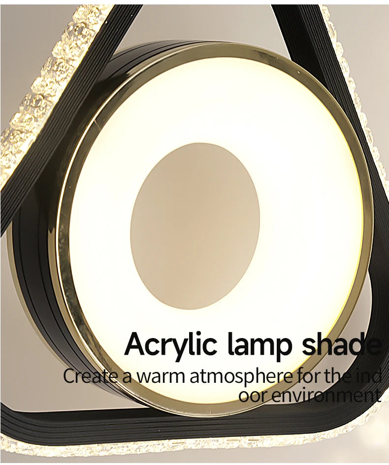 Modern Pendant Lamp Dining Room LED Crystal Design Gold Finish Minimalist Bedroom Bedside Lighting Chandelier for Home Decor