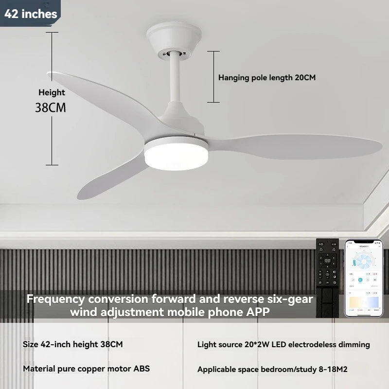 New bedroom ceiling fan light with integrated lamp and fan, study room ceiling fan light, flush mount fan light
