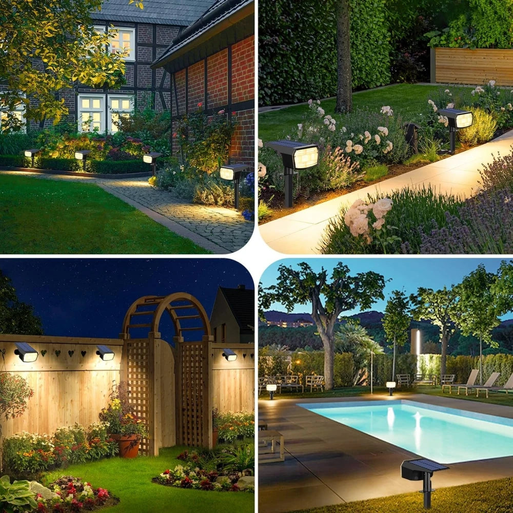 Solar Spot Lights Outdoor 59LED 2-in-1 Solar Landscape Spotlights IP65 Waterproof Solar Powered Flood Wall Lights for Outside