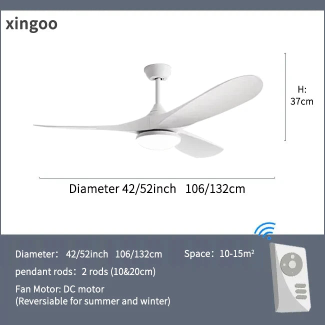 Intelligent LED Ceiling Fan for Home Decoration Pendant Light, Equipped with Reversible Motor, Suitable for Summer and Winter