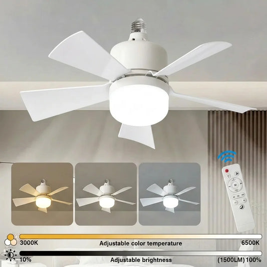 1/2PCS LED Ceiling Fan Lights E27 with Remote Control 3 Colors Dimmable Modern Fan Lights for Living Room Kitchen Bedroom Decor