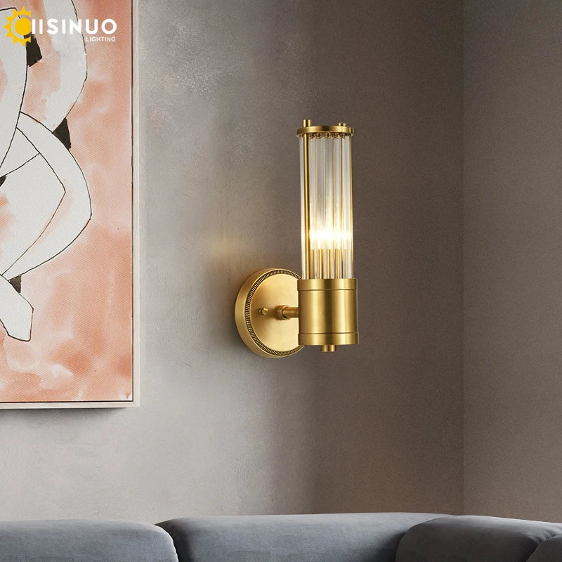 Copper Wall Sconce Light Indoor Wall Mount Lamp E14 Base Wall Fixture for Bedroom Living Room Balcony Hallway Decoration 96V240V