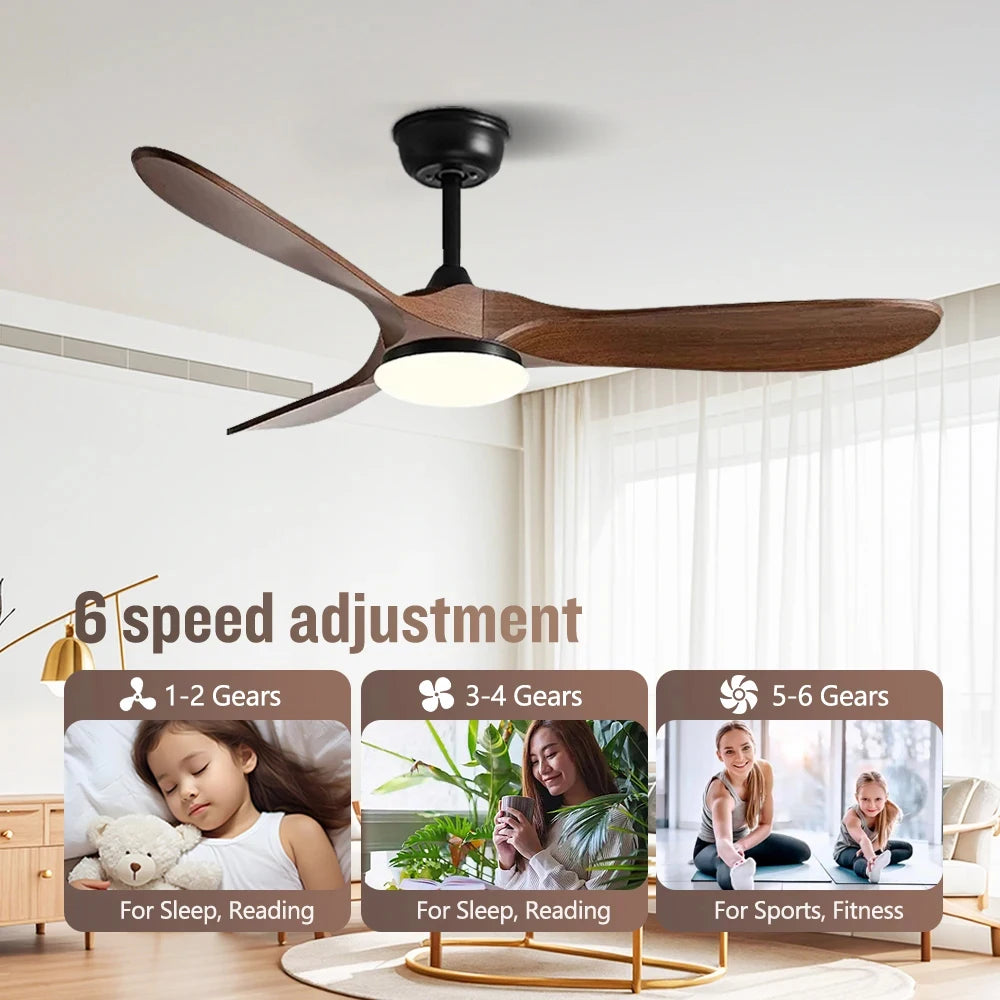 42/52 Inch Ceiling Light, 3 ABS Blade DC Brushless Motor Ceiling Fan, with 24W Light, Living Room Dining Room Indoor Fan Light