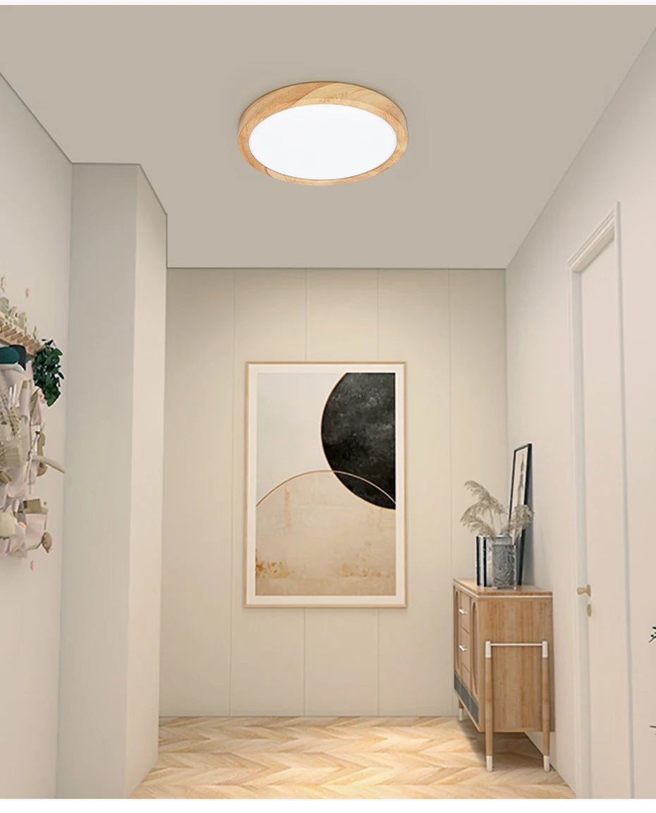 Modern LED Ceiling Light Wood Grain Golden One Light with 3 Colors Home Lighing Kitchen Bedroom Bathroom Surface Ceiling Lamp