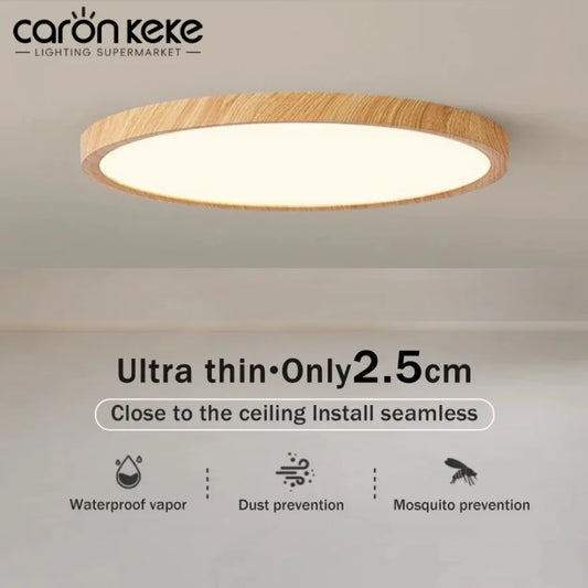 Modern LED Wood Grain Ceiling Light Ultra-thin 3 Colors Surface Ceiling Lamp Bedroom Living Room Kitchen Home Decor Lighting
