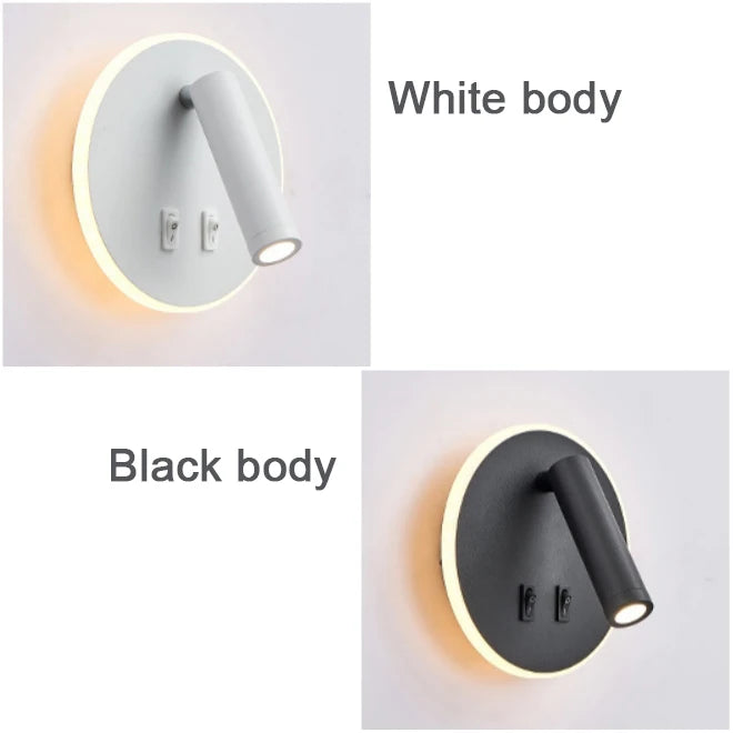 LED Wall Light 220V AC Backlight Rotating Adjustable Spotlight for Hotel Study Reading Bedroom Bedside Lamp Spot Lights
