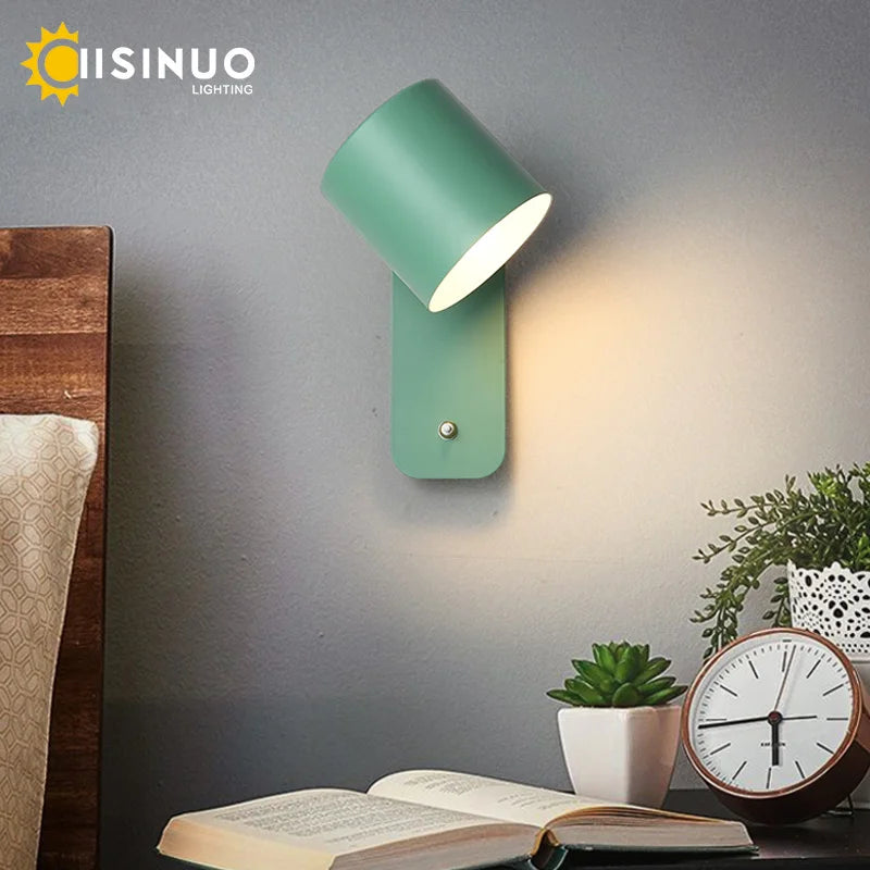 Nordic Wall Lamp Bedside Rotatable Adjustable Light With Switch for Home Decoration Lighting Creative Reading Study Wall Lights