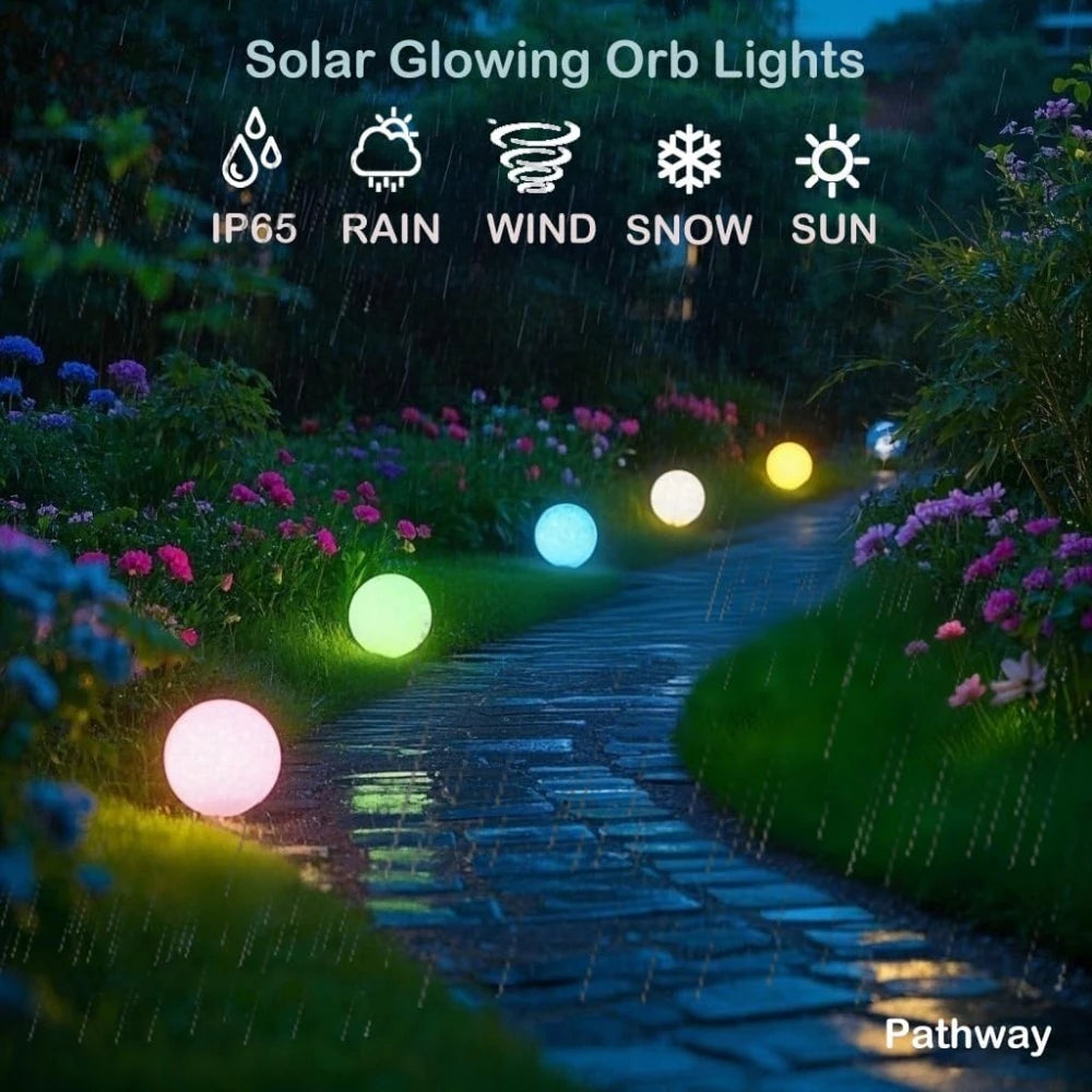 LED Ball Light Solar Rechargeable Globe Light Waterproof Outdoor Garden RGB Lamp for Patio Pool Yard Bar Party Decor Lighting