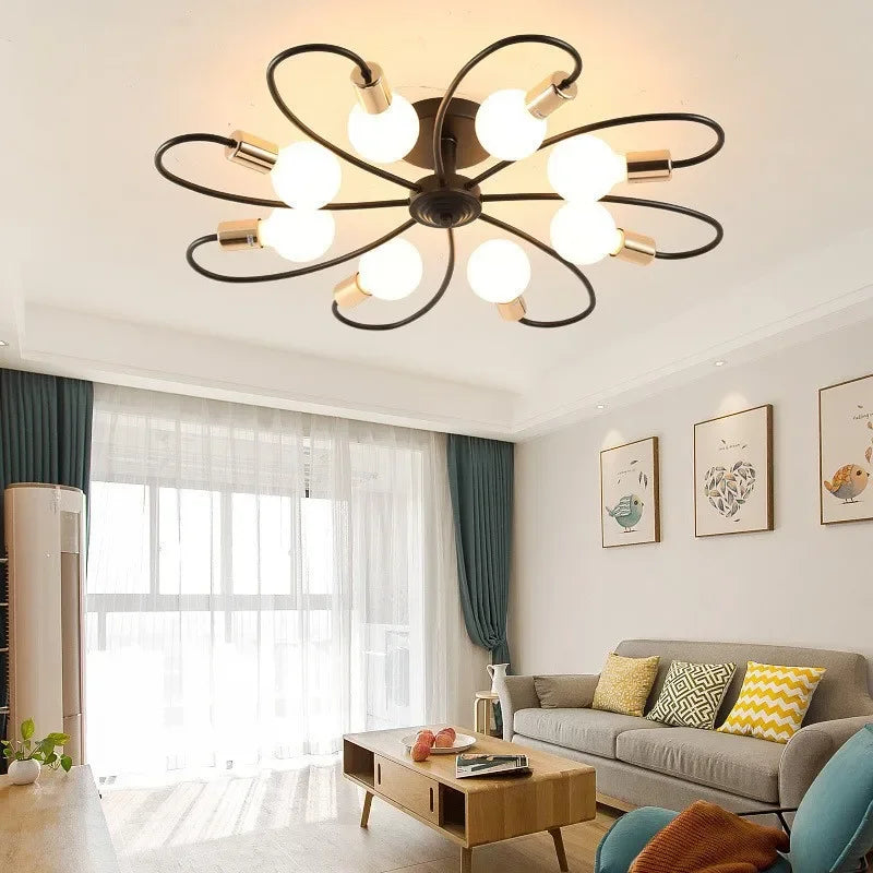 E27 Ceiling Lamp Modern Decor Home Lighting Fixture Retro Industrial Chandelier Wrought Iron LED Decoration Pendant Lights