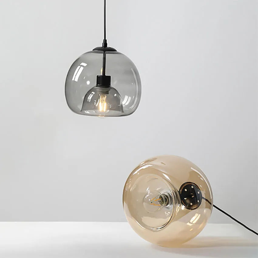 Glass Led Ceiling Chandelier E27 Black Pendant Lamp For Living Room Dining Table Kitchen Bedroom Modern Gray Art Hanging Light