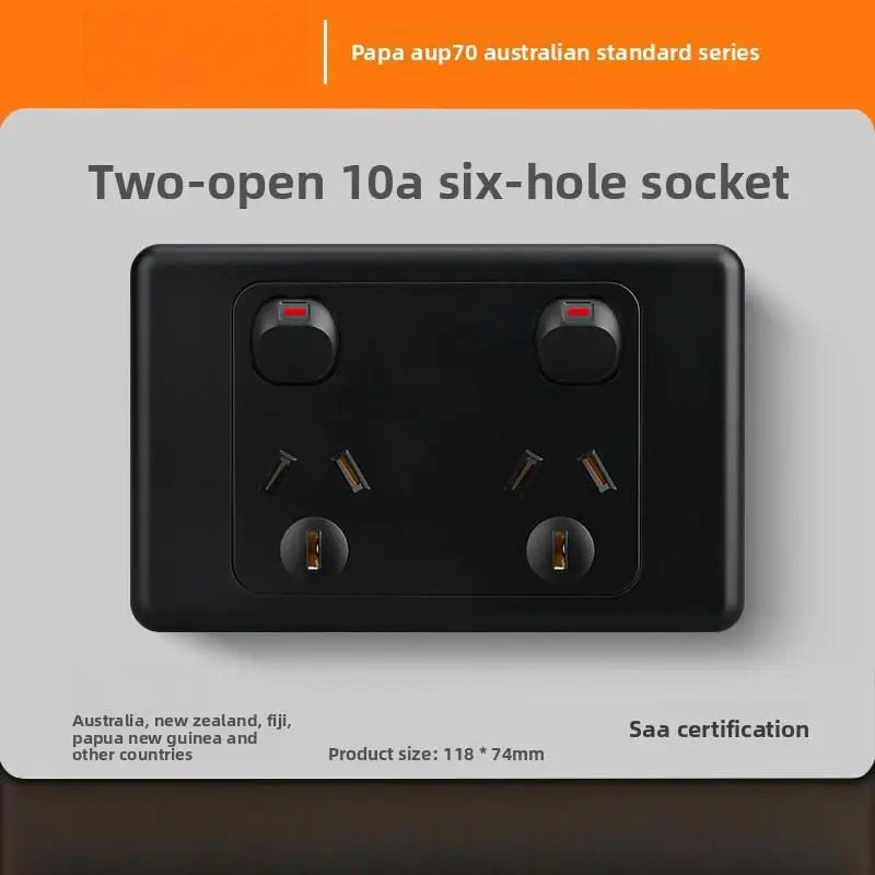 118 Type Australian Standard Socket Switch Combination Single Opening Multi Hole Socket Panel Multi Opening Multi Hole 10a/15a
