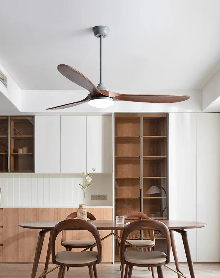 42/52/60/70 Inch Large wooden ceiling fan with DC Motor Remote Control ceiling lamp fan Electric fan for Living room bedroom