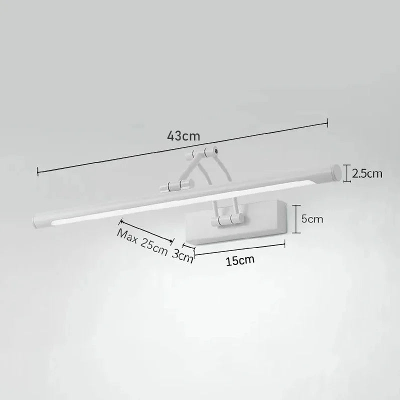 Mirror Front Light Bathroom Mirrors Cabinet Foldable Telescopic Adjustable Washbasin Shower Closet Strip LED Makeup Fill Light
