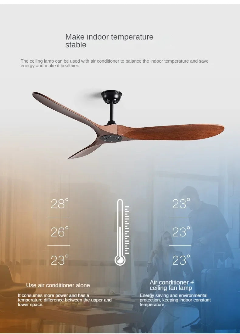 American Retro Ceiling Fan, Nordic Living Room, Dining Room, Industrial Variable Frequency Dimming Remote Control Electric Fan
