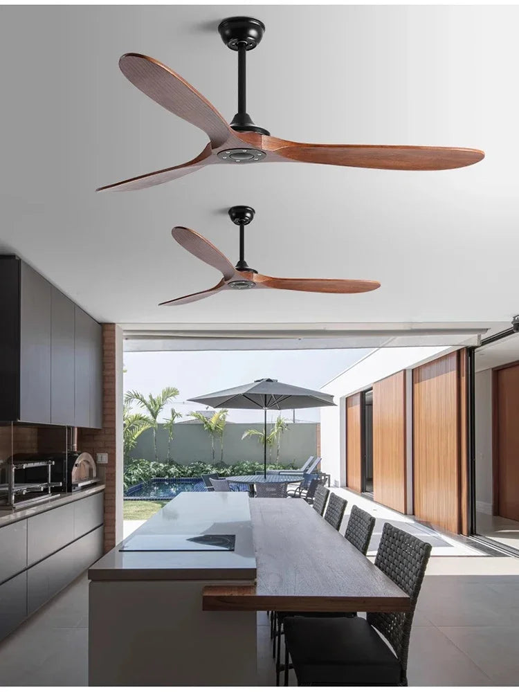 42/52/60/70 Inch Large wooden ceiling fan with DC Motor Remote Control ceiling lamp fan Electric fan for Living room bedroom