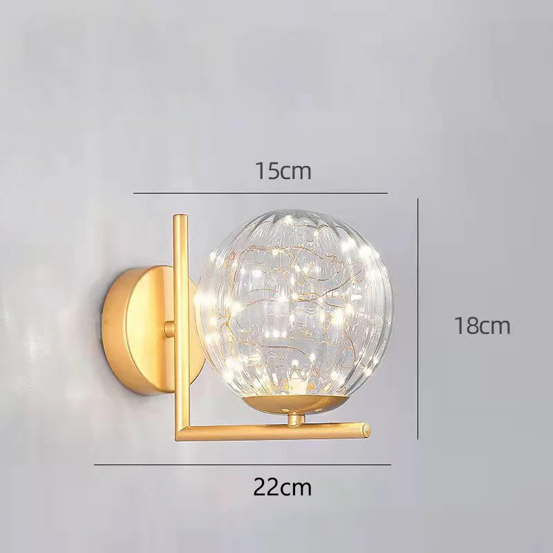 Nordic Wall Lamp Bedroom Bedside Light Warm Romantic LED Lights Luxury Living Room Modern Sconce Starry Background Lighting