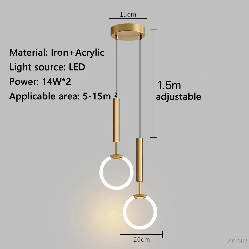 Modern Luxury Pendant Lamp Bedroom Bedside Bathroom Entrance LED Chandeliers Restaurant Kitchen Dining Hall Bar Hanging Lighting