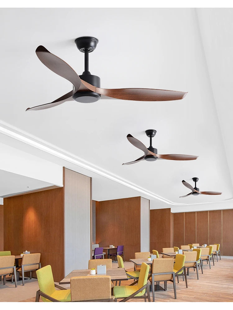 Modern Simple 42 /52 Inch Pure Copper DC Motor Remote Control ABS Blade Led Ceiling Fan With Light Restaurant Fan