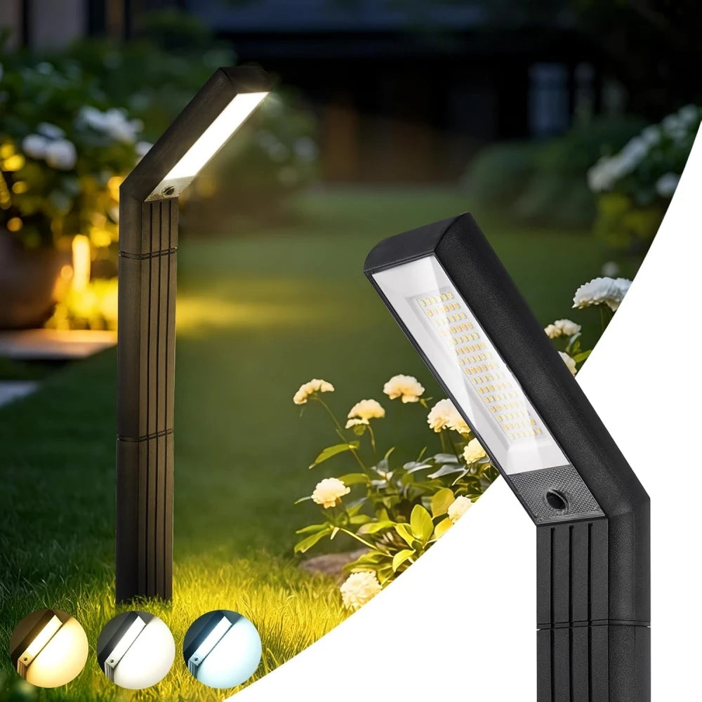 Solar Pathway Lights Outdoor 3 Modes (White/Natural/Warm), 90 LEDs Solar Garden Lighting Adjustable Height for Yard, Driveway