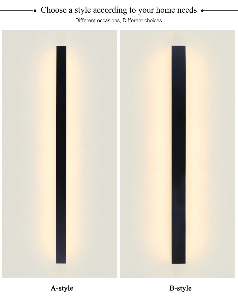 Long Wall Light outdoor Waterproof Modern Long Strip LED lighting wall lamp IP65 Garden AC 85-256v outdoorDecoration